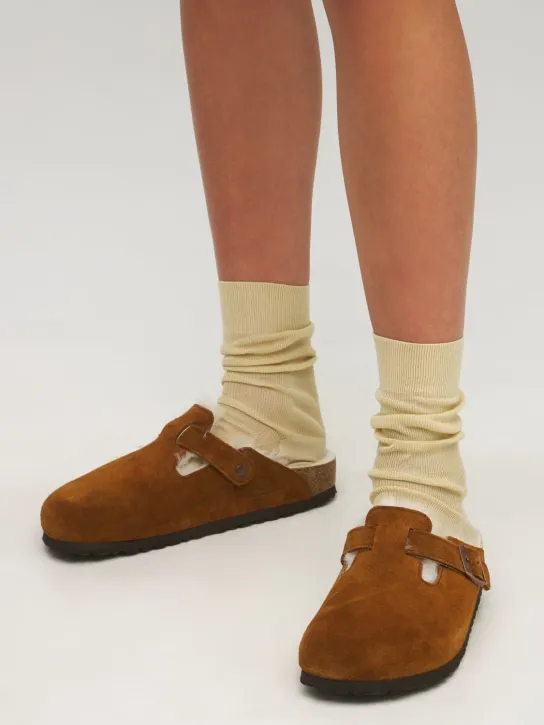 BIRKENSTOCK   Boston shearling &amp; suede loafers 