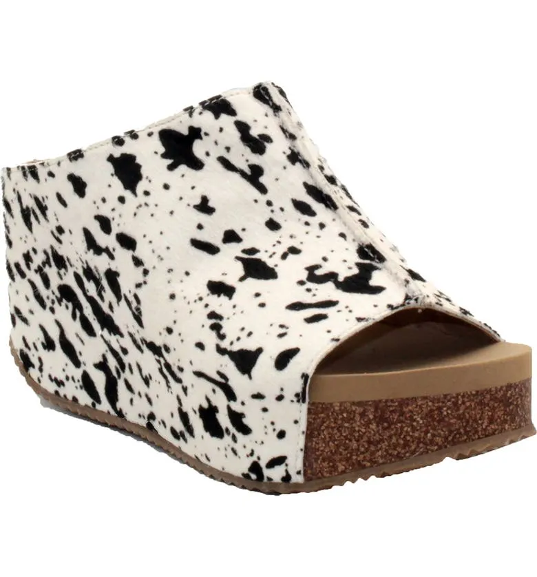 CARRIER SUEDE SLIP ON PEEP TOE WEDGE SANDAL