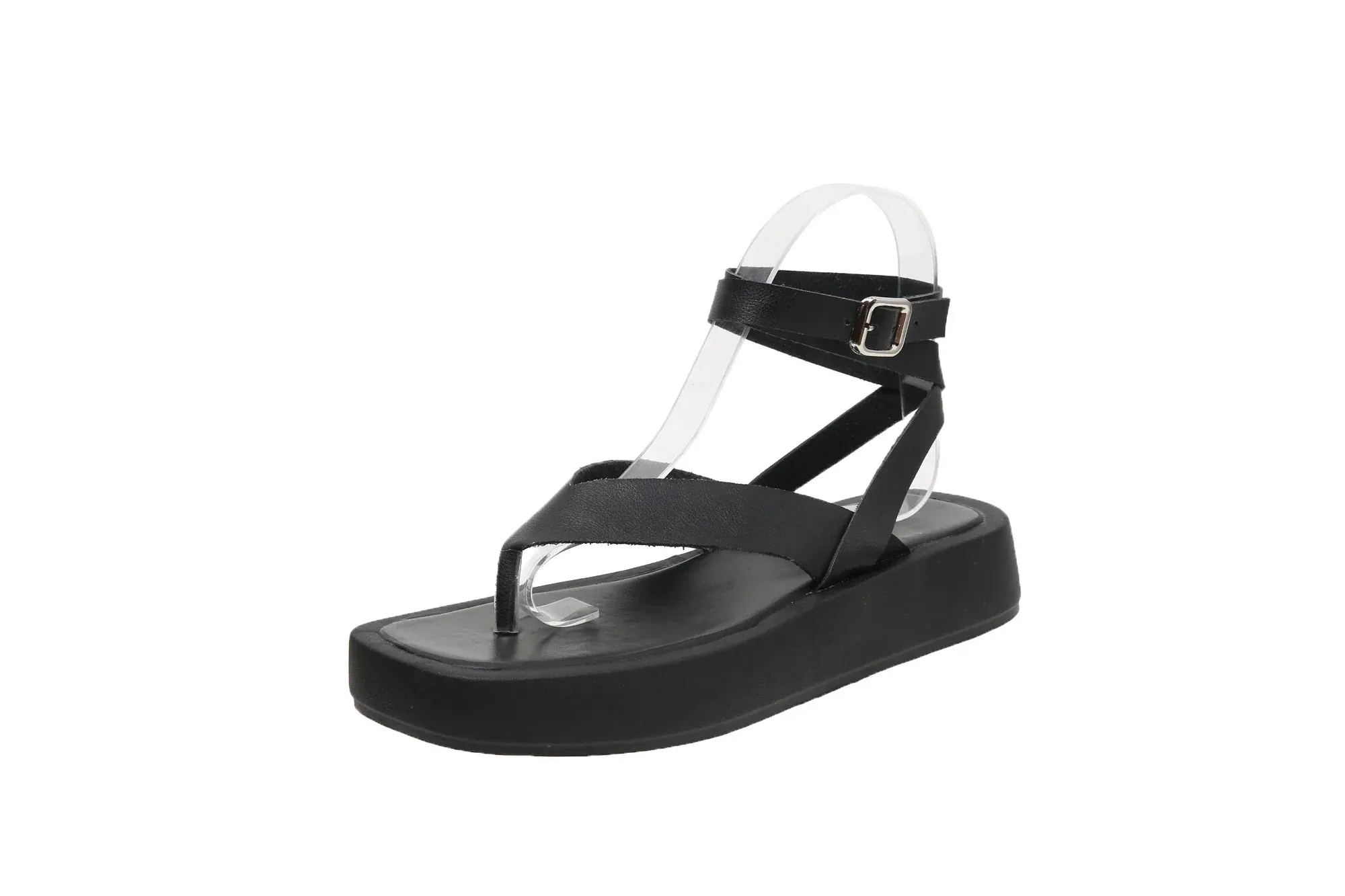 Hnzxzm 2024 Sandals Comfort Shoes for Women's Female Summer Flip Flops Platform Roman Style Low Heels Black Fashion Casual Ladies Shoes