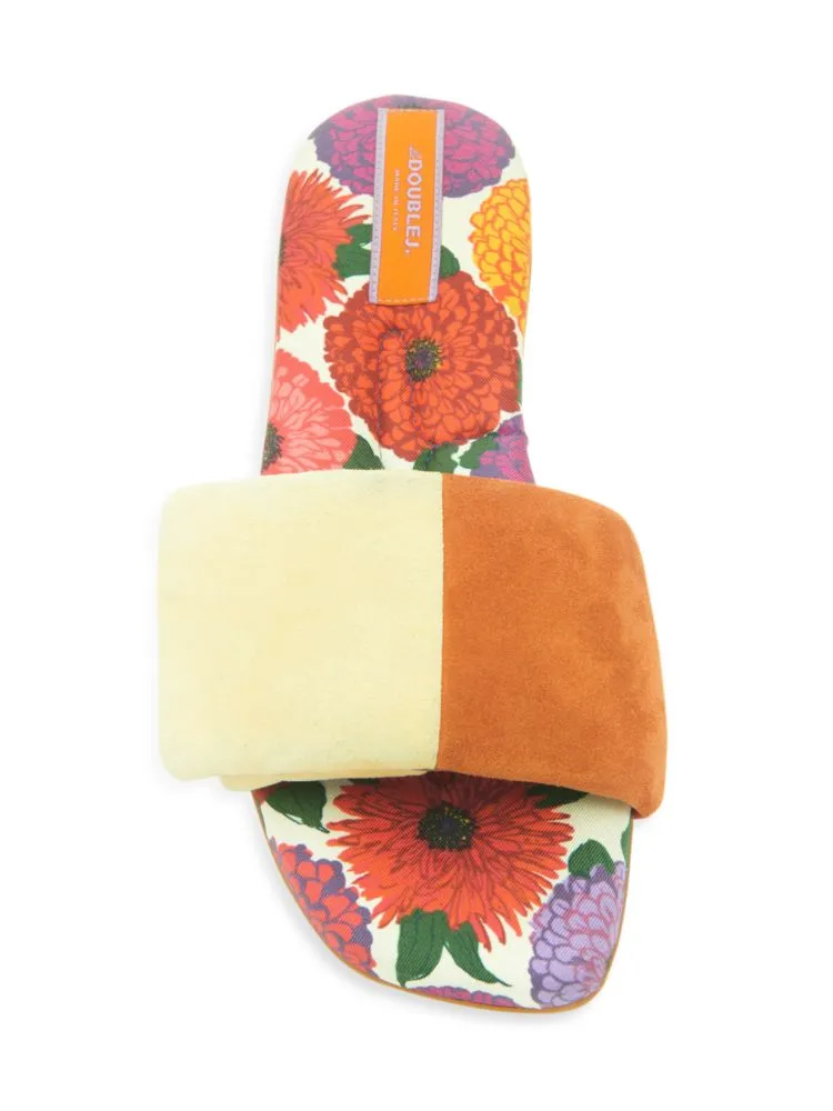 La Doublej tonal suede slides, beige