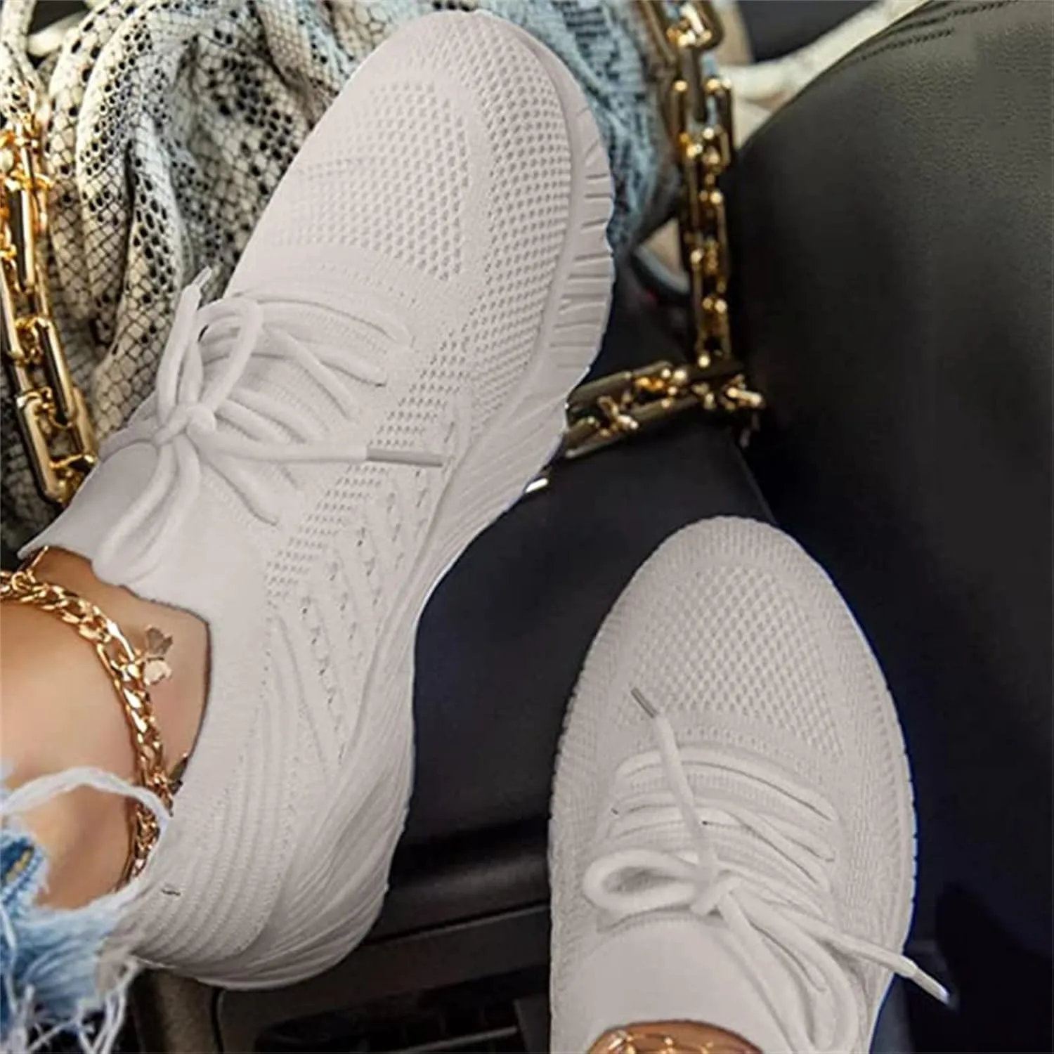 Ladmiple Sneakers For Women Trendy 2025 Slip On Running Shoes Lightweight Tennis Shoes Gym Workout Fashion Mesh Walking Shoes
