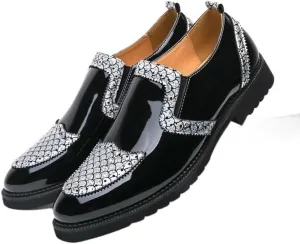 Mens Loafers Metallic Glitter Slip-on Smoking Shoes Moccasins Leather Dress Shoes