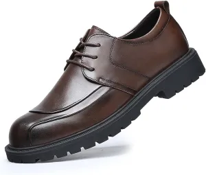 Men's Thick Sole Casual British Business Dress Shoes Comfortable Breathable Soft Leather Rubber Sole for Stability Ideal for Office and Occasions Perfect