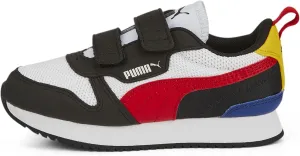 PUMA unisex child R78 Hook & Loop Sneaker, Puma White-high Risk Red-puma Black, 2.5 Little Kid US