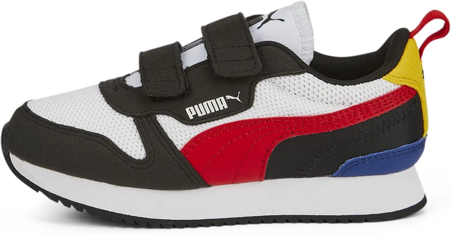 PUMA unisex child R78 Hook & Loop Sneaker, Puma White-high Risk Red-puma Black, 2.5 Little Kid US