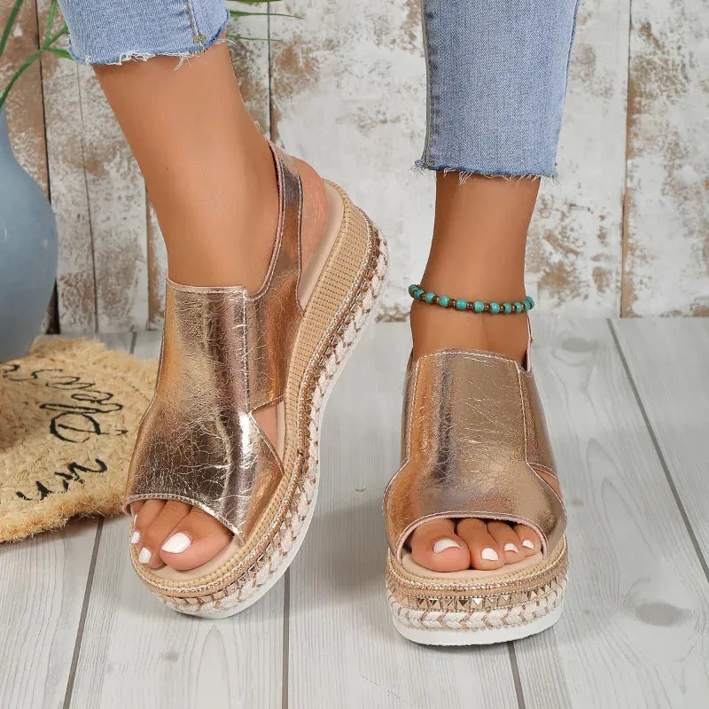 Women High Quality Peep Toe Sandals Fashion Bordered Office and Career New  Solid Wedges Sandals - WSD50239