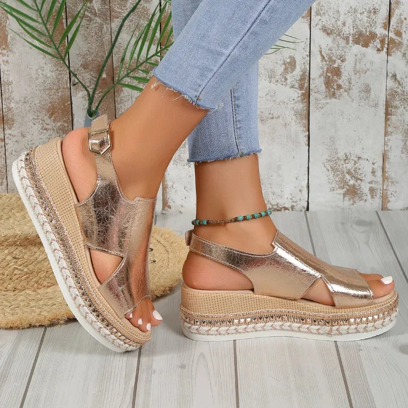 Women High Quality Peep Toe Sandals Fashion Bordered Office and Career New  Solid Wedges Sandals - WSD50239