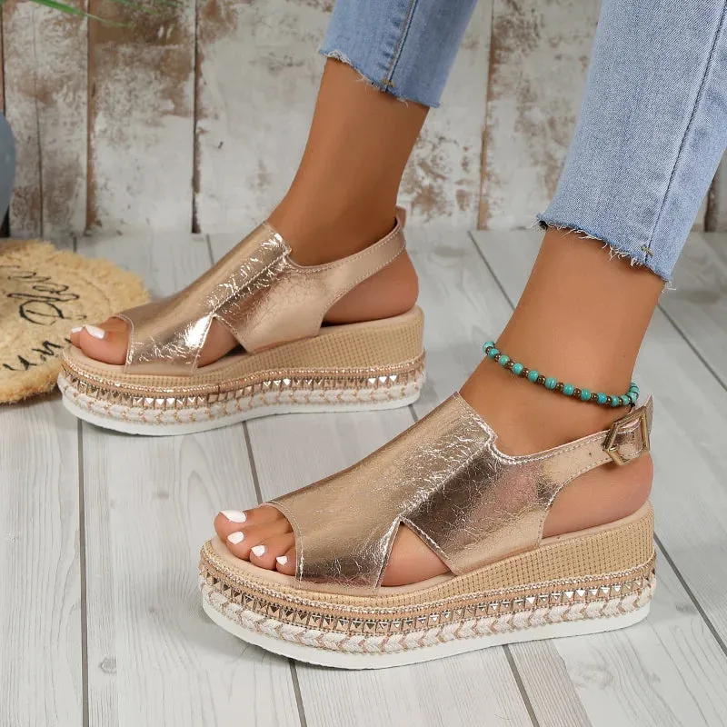 Women High Quality Peep Toe Sandals Fashion Bordered Office and Career New  Solid Wedges Sandals - WSD50239