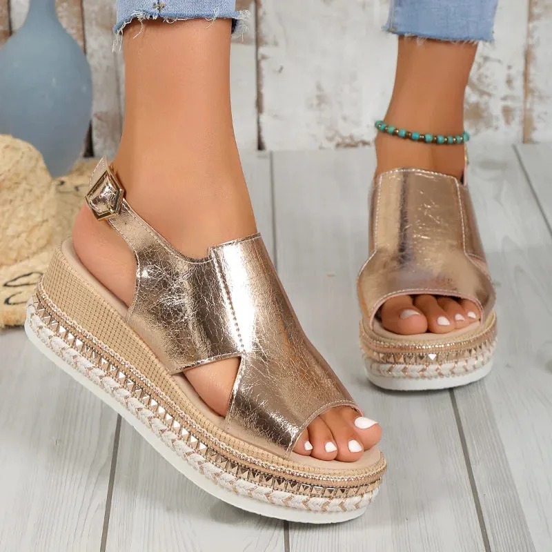 Women High Quality Peep Toe Sandals Fashion Bordered Office and Career New  Solid Wedges Sandals - WSD50239