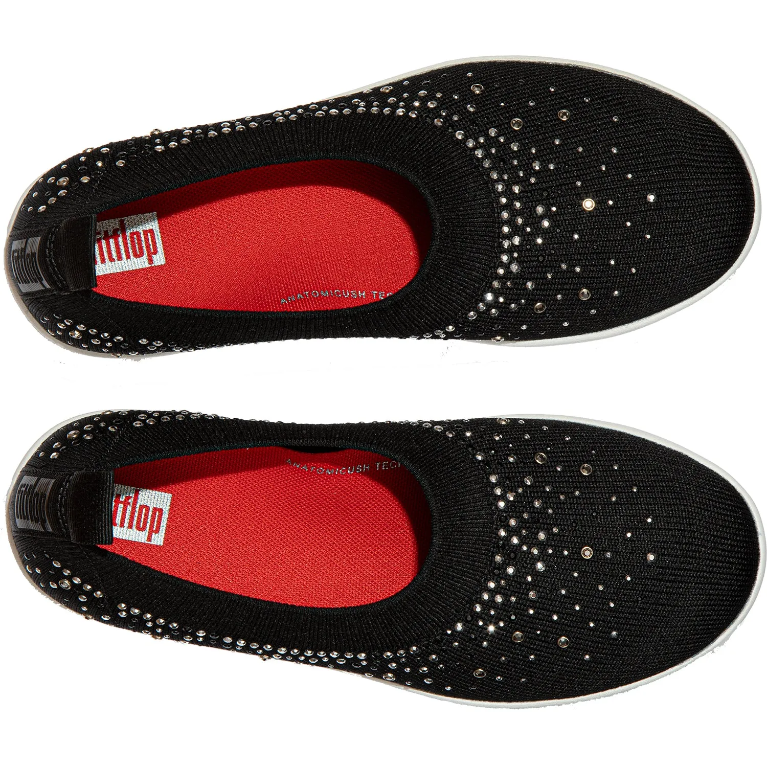 Women's FitFlop Uberknit Ballerina Ombre Crystal Black Knit Fabric